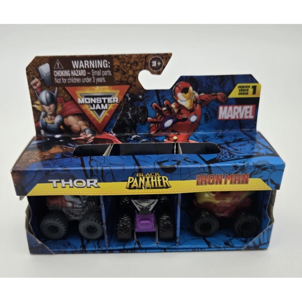 Monster Jam 2024 Marvel Mini Thor Black Panther Iron Man 1:87 Package Damage‎